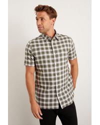 Burton - Short Sleeve Light Khaki Check Shirt - Lyst