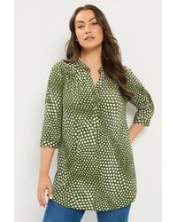 Yours - Polka Dot Half Placket Shirt - Lyst