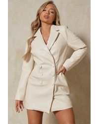 MissPap - Leather Look Quilted Blazer Dress - Lyst