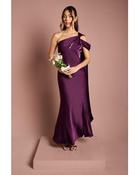 Coast - Satin One Shoulder Fishtail Maxi Bridesmaid Dress With Drape Detail - Lyst