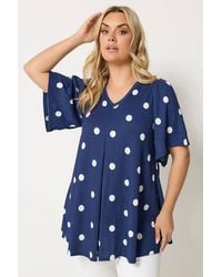 Yours - Polka Dot Pleat Front Top - Lyst
