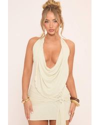 EGO - Sleeveless Drape Mini Dress - Lyst