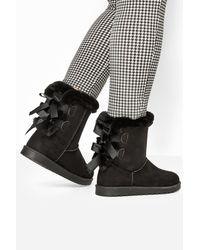 Yours - Extra Wide Fit Suede Bow Detail Boots - Lyst
