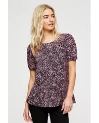 Dorothy Perkins - Black And Pink Spot Puff Sleeve Top - Lyst