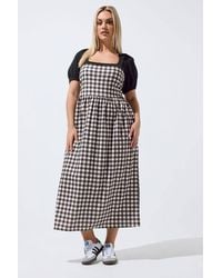Yours - Contrast Gingham Maxi Dress - Lyst