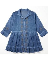 KDMD - Nomad Sari Evil Eye Block Print Tunic Dress - Lyst