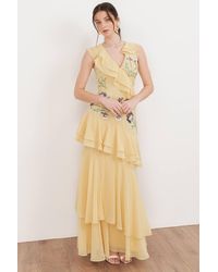 Maya Deluxe - Embellished Asymmetric Ruffle Maxi Dress - Lyst
