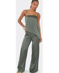 EGO - Strappy Straight Neck Asymmetric Hem Satin Cami Top - Lyst