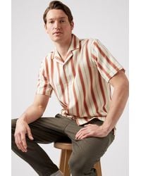 Burton - Revere Collar Orange Stripe Shirt - Lyst