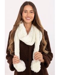 Love Lace - Soft Cozy Acrylic Scarf With Pom Pom Ends For Winter Comfort - Lyst