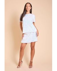 Dorothy Perkins - Dp Hen Velvet Sequin Tie Side Wrap Mini Skirt - Lyst