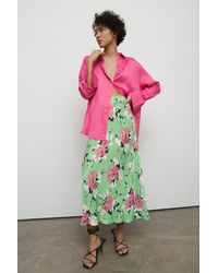 Warehouse - Satin Slip Skirt In Floral - Lyst