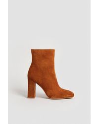 Karen Millen - Leather Square Toe Heeled Ankle Boot - Lyst