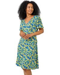 Roman - Petite Floral Print Stretch Jersey Dress - Lyst