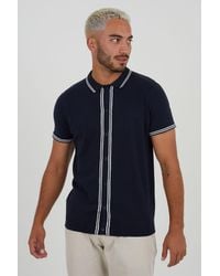 Brave Soul - 'campos' Short Sleeve Button Through Knitted Polo - Lyst