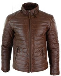 TruClothing - Real Leather Quilted Puffer Jacket - Lyst