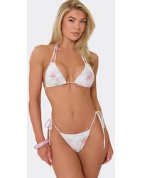 EGO - Triangle Lace Trim Floral Bikini Set - Lyst