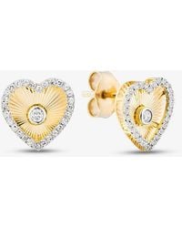 T.H.Baker - 9Ct 0.20Ct Diamond Heart Stud Earrings The48573-20Sf (Yg) - Lyst