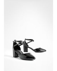 Boohoo - Pointed Low Block Heeled Courts - Lyst