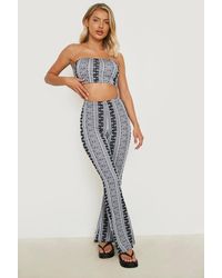 Boohoo - Printed Jersey Knit Bandeau & Flared Pants - Lyst