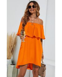 FS Collection - Bardot Frill Off-Shoulder Mini Dress - Lyst