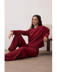 WOVCOR - Soft Touch Long Sleeve Pyjama Top & Wide Leg Trouser Set - Lyst