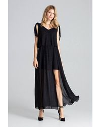 Love Lace - Flared Sleeveless Fit & Flare Dress With Slit - Lyst