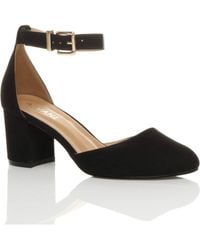 AJVANI - Mid Block Heel Ankle Strap 2 Part Heels - Lyst