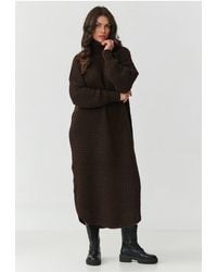 Love Lace - Knitted Collared Long Sleeve Jumper Dress - Lyst