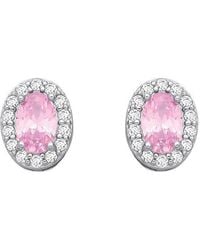 Jewelco London - Oval Cz Oval Halo Royal Cluster Stud Earrings - Lyst