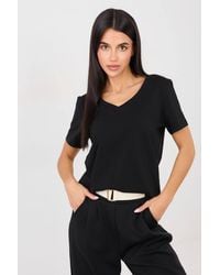 Love Lace - Cotton V-Neck Short Sleeve Sporty T-Shirt - Lyst