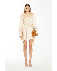 Shnoo - Wrap Mini Dress With Puff Long Sleeves - Lyst