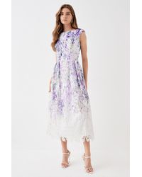 Coast - Printed Lace Sleeveless Midi Dress - Lyst