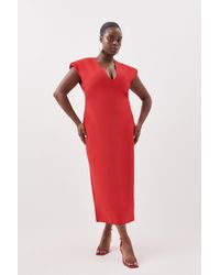 Karen Millen - Plus Size Figure Form Bandage Knit Shoulder Detail Midaxi Dress - Lyst