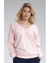 Love Lace - Cotton V Neck Long Sleeve Blouse Ribbon Back - Lyst