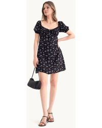Hiccup - Floral Sweetheart Neck Mini Dress With A Balloon Sleeves - Lyst