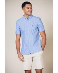 French Connection - Cotton Short Sleeve Oxford Shirt With Trim - Lyst