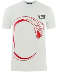 Class Roberto Cavalli - Large Snake Logo White T-shirt - Lyst