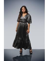 Dorothy Perkins - Petite Dp Luxe Metallic Puff Sleeve Tiered Maxi Dress - Lyst