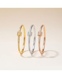 The Colourful Aura - Stainless Steel Zircon Ball Crystal Round Fashion Open Bangle Bracelet - Lyst