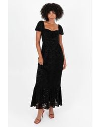 Lovedrobe - Floral Velvet Lace Square Neck Midaxi Dress - Lyst