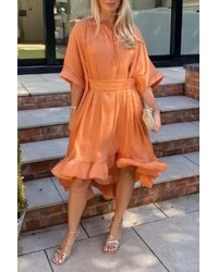 CY - Ruffle Hem Oversized Dress With Belt - Lyst