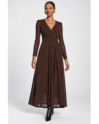 Jolie Moi - Long Sleeve V-Neck Sheen Mesh Maxi Dress - Lyst