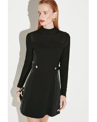 Karen Millen - Military Style Mesh Detail Ponte Mini Dress - Lyst