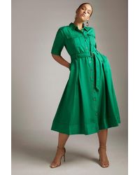 Karen Millen - Plus Size Linen Woven Viscose Shirt Dress - Lyst
