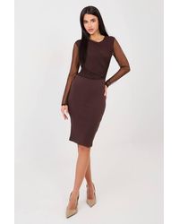 Love Lace - Ribbed Midi Skirt With Elastic Waistband - Lyst