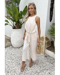 AX Paris - Racer Neck Tie Waist Jumpsuit - Lyst