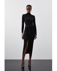Karen Millen - Premium Viscose Jersey Ruched Maxi Dress - Lyst