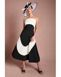 Coast - Lisa Tan Colour Block Crepe Strappy Belted Midi Dress - Lyst