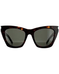Saint Laurent - Cat Eye Havana Sunglasses - Lyst